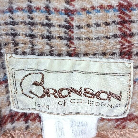 Vintage Bronson tan wool blazer suede elbow patches  Sz 13-14 see measurements - Picture 5 of 5